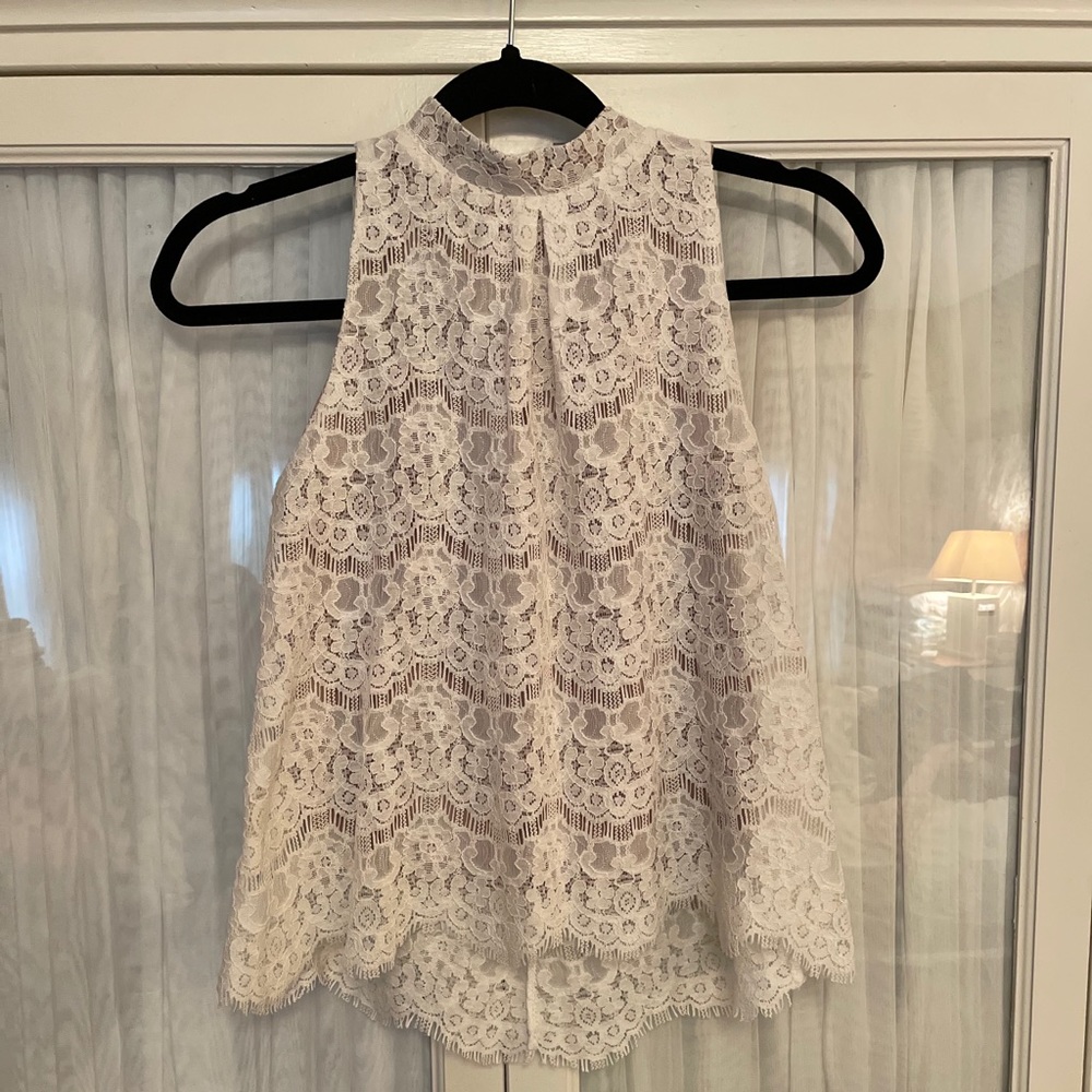 Ivory Lace Sleeveless Top XS